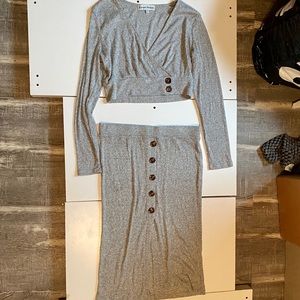 Almost Famous Gray Shirt and Skirt Two Piece Set
